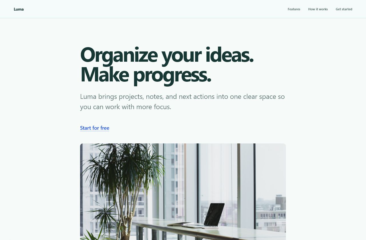 A product landing page created with Noteweb